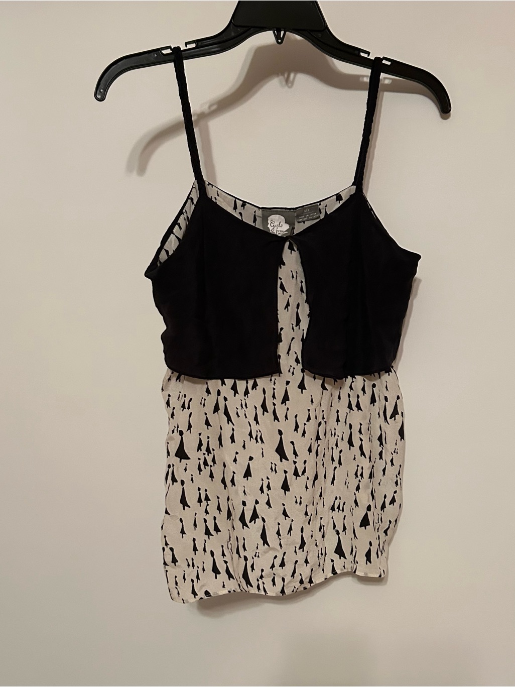 Layered Black Overlay Printed Cream Cami By Unknown Brand